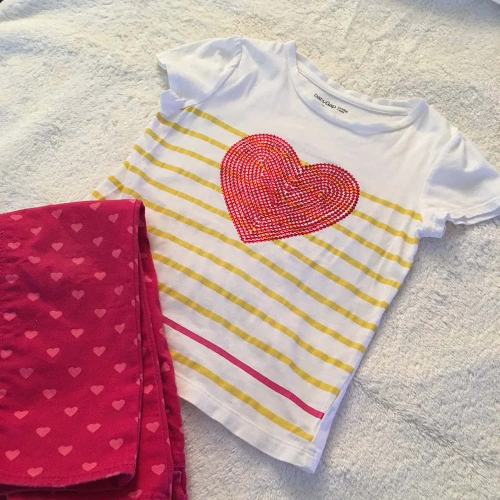 Beautiful Sequin Heart striped tee, size 4T.